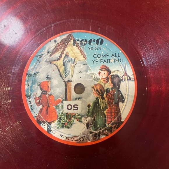 Vintage 1950 Red Vinyl Christmas Record Holiday Rare Unique Home Accents Music - Picture 2 of 4